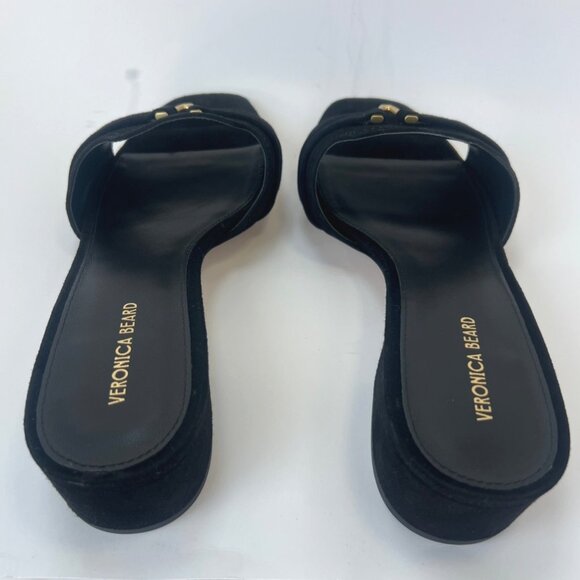 Veronica Beard Annette Black Suede Sandals Block Heel Women Size 8.5 - Picture 6 of 10